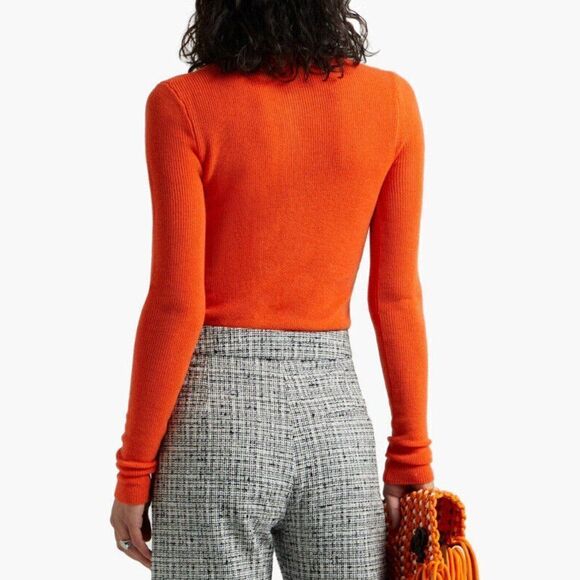 GANNI Wool Pullover Jumper Size XXS Thin Knit Lace Up Front Long Sleeves RRP€144 - Picture 3 of 7